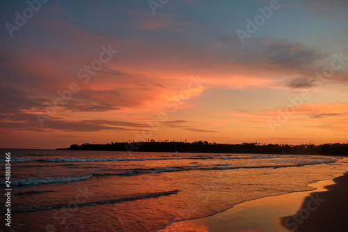 Tropical Sunset Palm Silhouette Landscape. Sri Lanka Beach © glazunoff