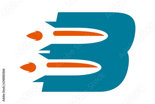 letter B rocket logo icon