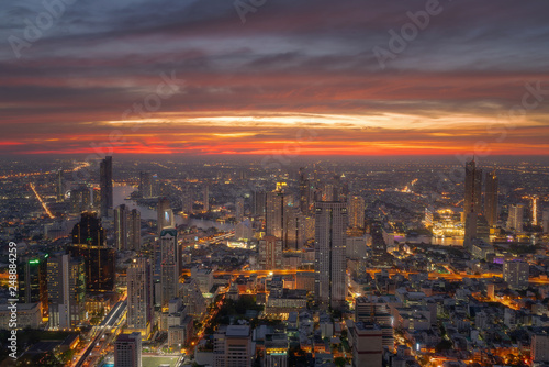 Beautiful cityscape skyline at night.