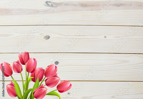 Fototapeta Naklejka Na Ścianę i Meble -  tulips on wooden background