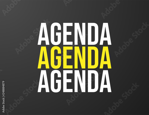 Agenda typography black background for T-shirt and apparel graphics, poster, print, postcard