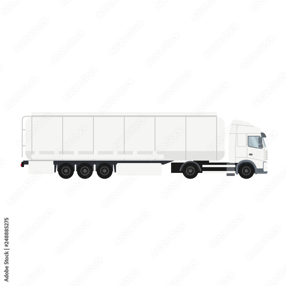 Trailer truck with cistern. Heavy transport vehicle