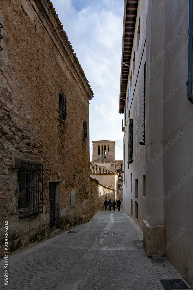 street between old houses  in the historic center of Cuenca.