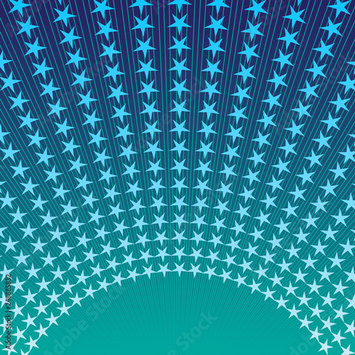 Sparkling frame with rays and blue gradient stars and place for text