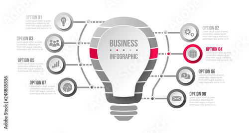 Concept of a gray infographic with business icons. Vector