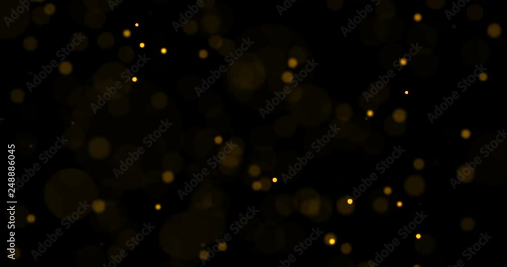 christmas golden light shine particles bokeh loopable on black, happy new year, christmas celebration concept