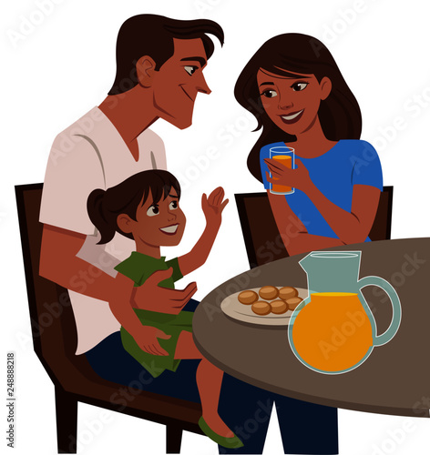 young family having breakfast