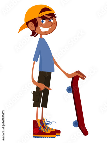 Teenager holding skate