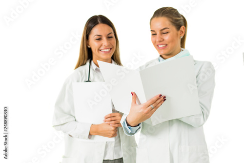 Cheerful female doctors rea...