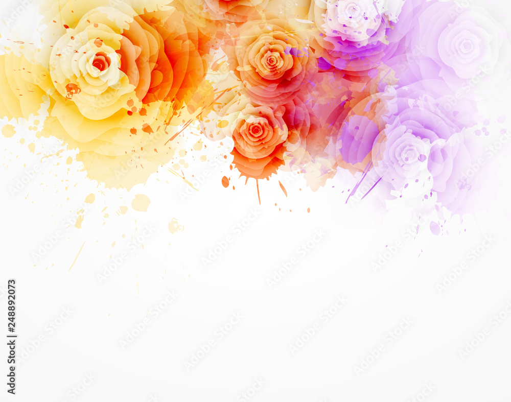 Obraz Watercolor background with roses