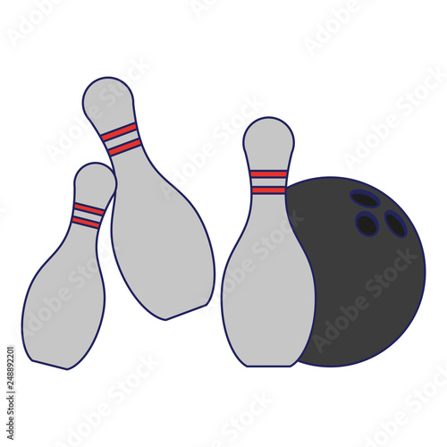 Bowling ball and pins cartoon