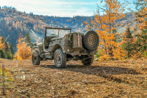 Willys Jeep. American military vehicle used in  World War II.    photo