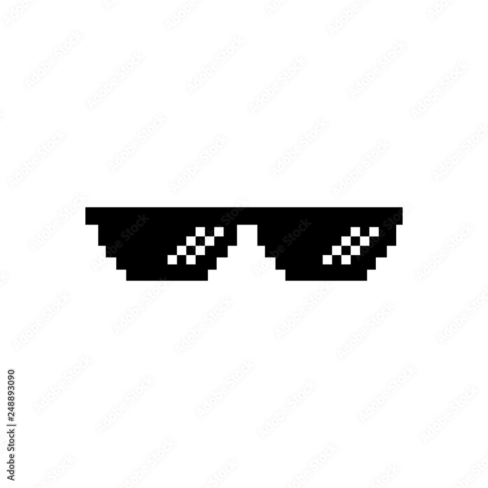Creative vector illustration of pixel glasses. Thug life meme. Isolated on white background. Ghetto lifestyle culture art design. Mock up template.