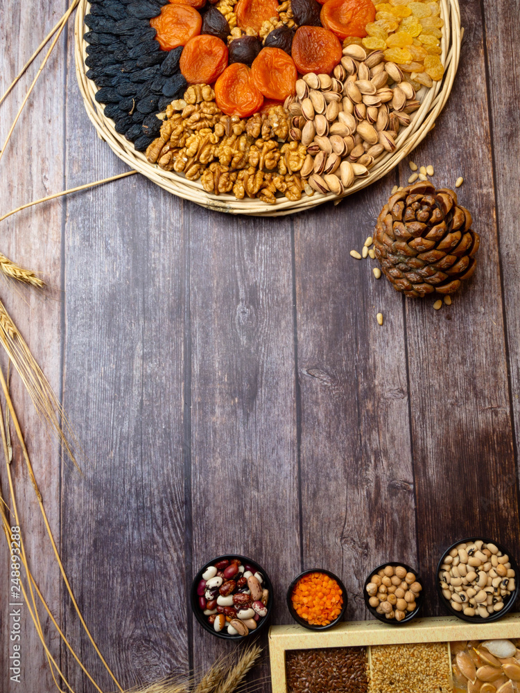nuts seeds dried apricot raisin, cereal food high in antioxidants, anthocyanins, smart carbs and vitamins. nuts seeds dried apricot raisin, cereal food high in antioxidants, anthocyanins, smart carbs and vitamins.