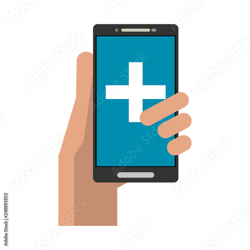 hand using smartphone medical app