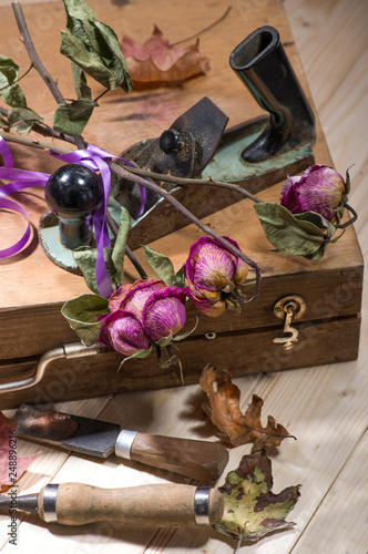 Tool box with roses