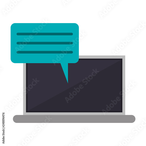 laptop computer with chat bubble