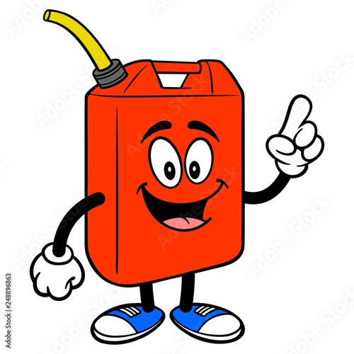 Gasoline Can Pointing - A vector cartoon illustration of a fun Gasoline Can mascot pointing.