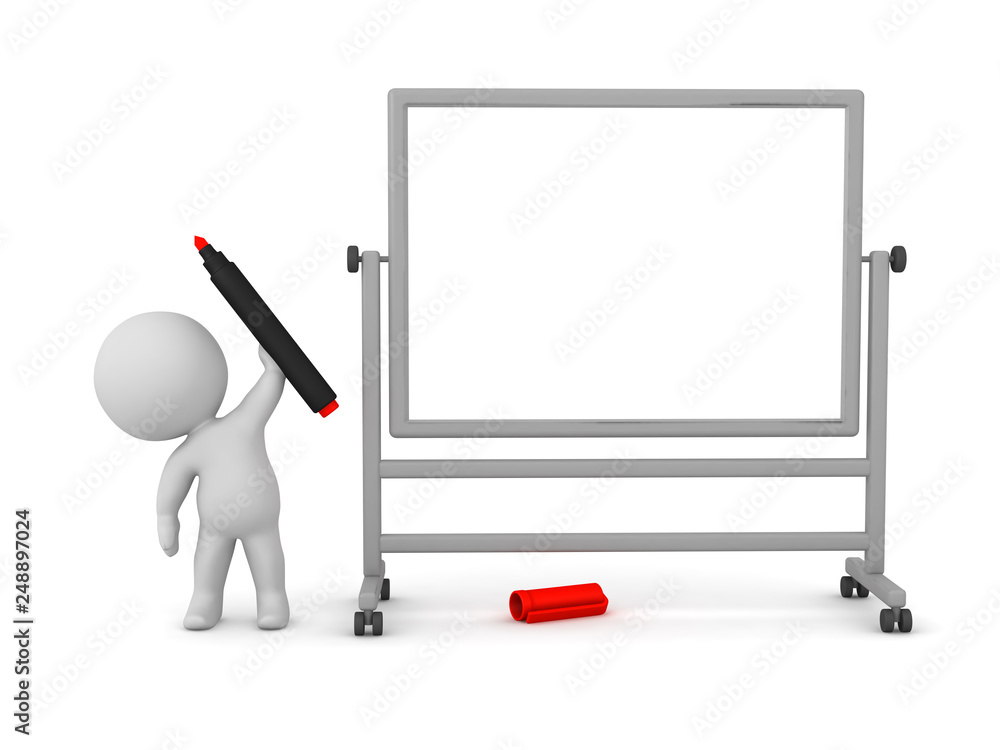 3D Character with Marker and Whiteboard