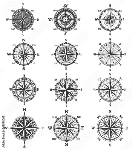 Vintage compass symbols and signs