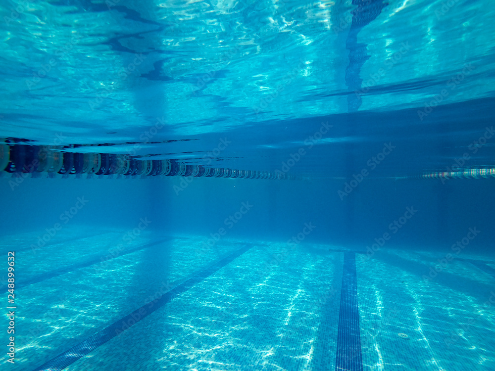 view of the poll underwater. blue. sport.
