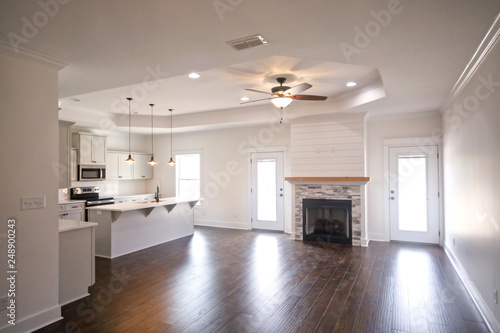 Open Living Dining Room Kitchen Floor Plan in New Construction Home © Ursula Page