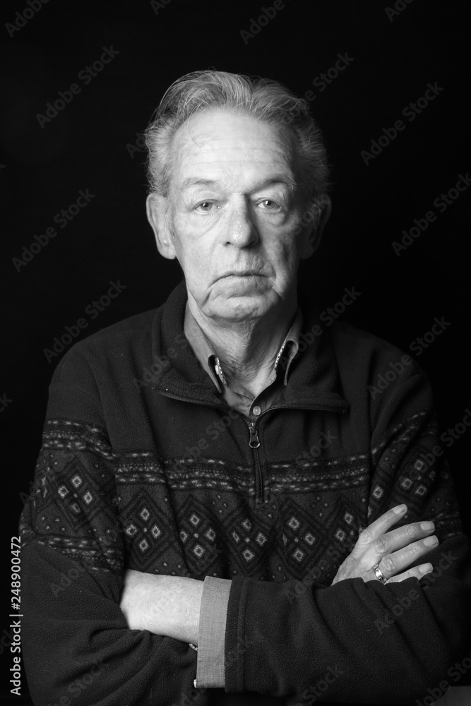 Portrait of an old man with facial expression