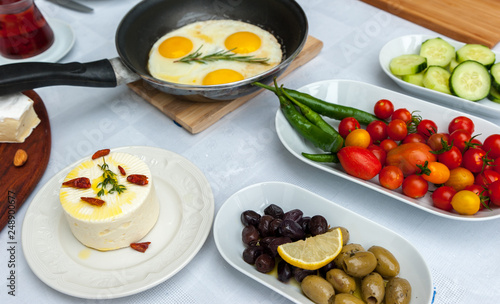 Modern Turkish breakfast table