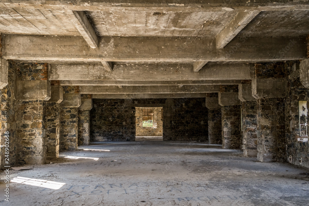 Interior of Berengaria abandoned hotel in mountain region of Trodos, Cyprus