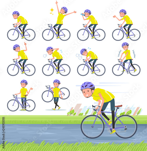 flat type men yellow sportswear_road bike