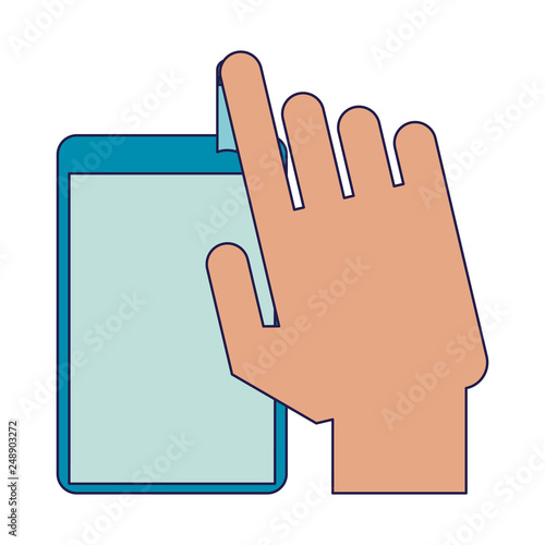 hand using glucometer blue lines