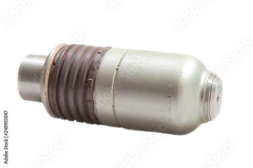 Grenade from grenade launcher isolated. Military ammunition