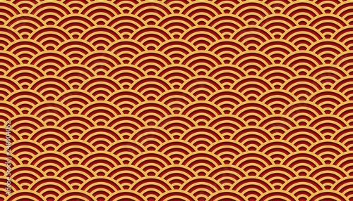 Red and golden clouds pattern, Chinese traditional oriental ornament background