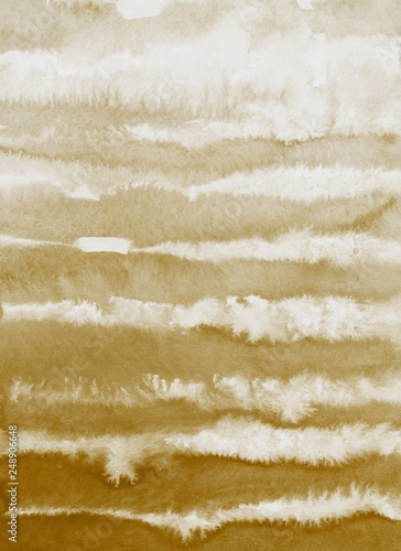 Gold luxury ink and watercolor textures on white paper background. Paint leaks and ombre effects. Hand painted abstract image.