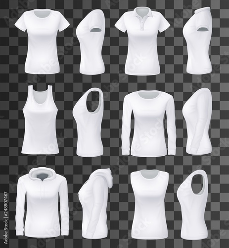 Female clothes vector isolated mockups