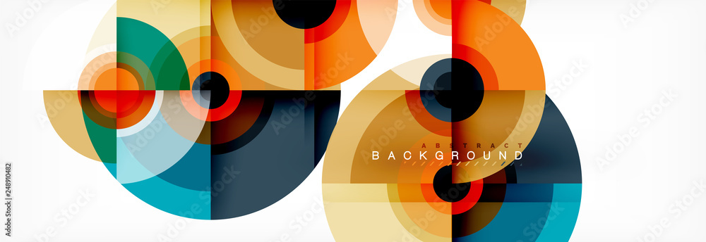 Fototapeta premium Circle geometric composition abstract background design, cover, template, brochure, flyer.