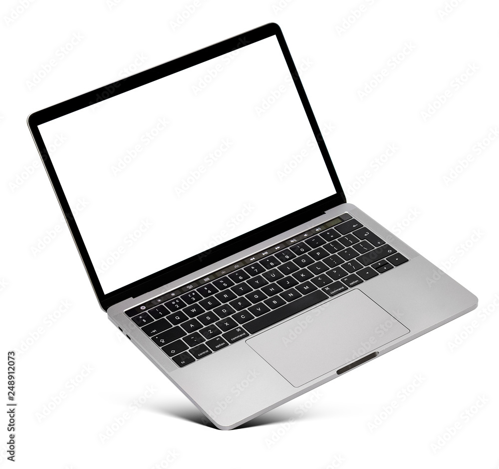 Hovering aluminium laptop with blank screen and new design Hovering aluminium laptop with blank screen and new design