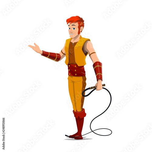 Circus tamer or performer with whip