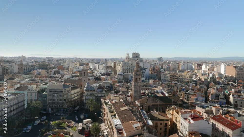 View of the city from the Miguelete tower, the bell tower of the Cathedral of Valencia. View of the city from the Miguelete tower, the bell tower of the Cathedral of Valencia.