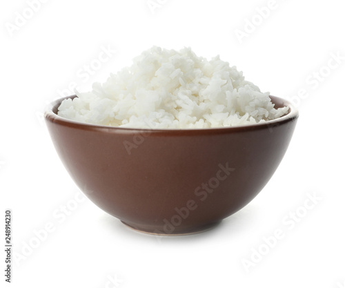 Wallpaper Mural Bowl of boiled rice on white background Torontodigital.ca