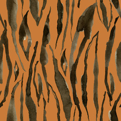 Acrylglasbilder Tierfellmuster Aquarell Tigerstreifen Orange Handgemalt  © yuliya_derbisheva