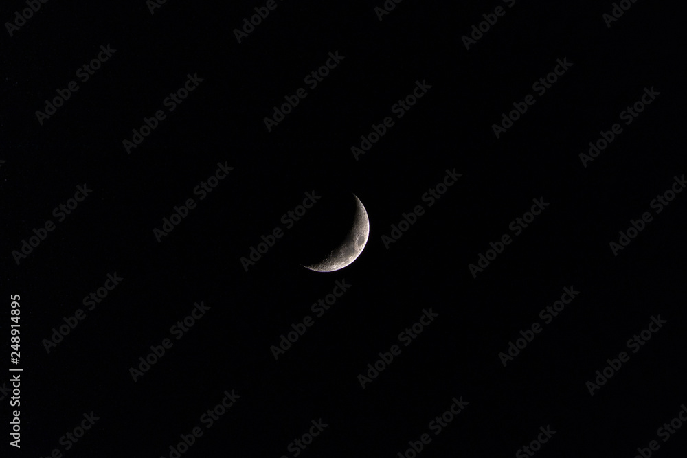 Part/Half moon in Dark Blue Night Sky with lots of space Part/Half moon in Dark Blue Night Sky with lots of space