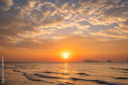 Beautiful calming seascape during sunset