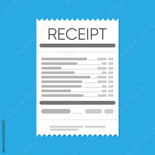 Receipt icon. Flat design. Vector illustration
