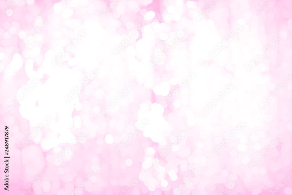 Blured bright background from shining bokeh circles in defocus. Pink colored.