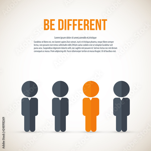 Be different - Being different, standing out from the crowd -The graphic of a red man also represents the concept of individuality , confidence, uniqueness, innovation, creativity. 