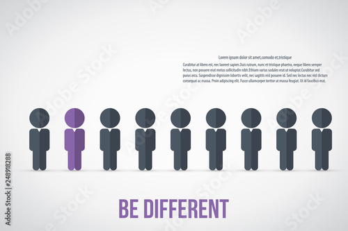 Be different - Being different, standing out from the crowd -The graphic of a red man also represents the concept of individuality , confidence, uniqueness, innovation, creativity. 