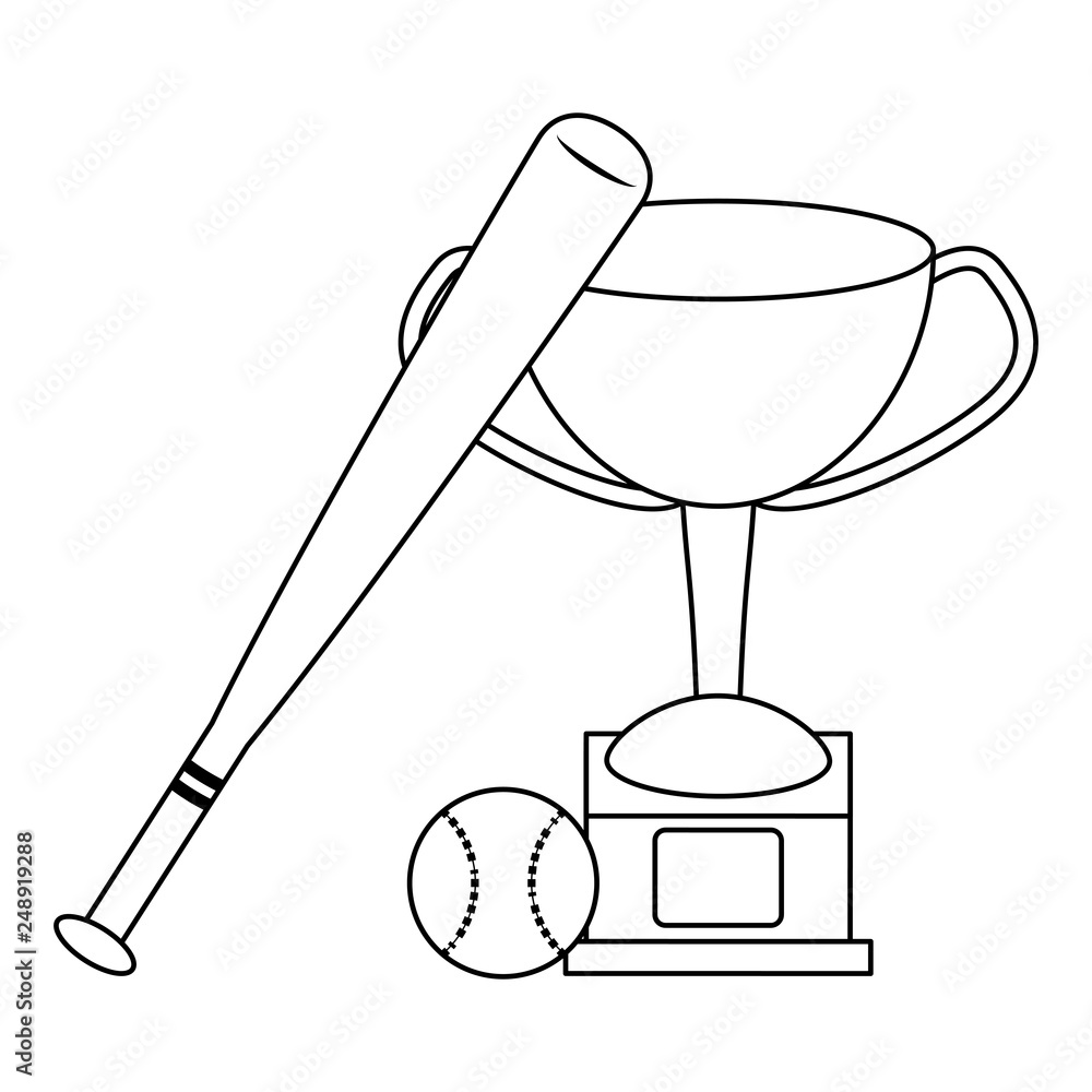 baseball bat trophy cup and ball black and white baseball bat trophy cup and ball black and white