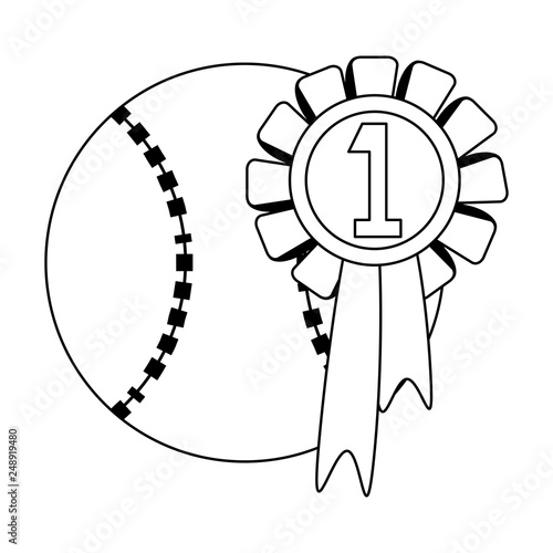 baseball ball with first place award black and white