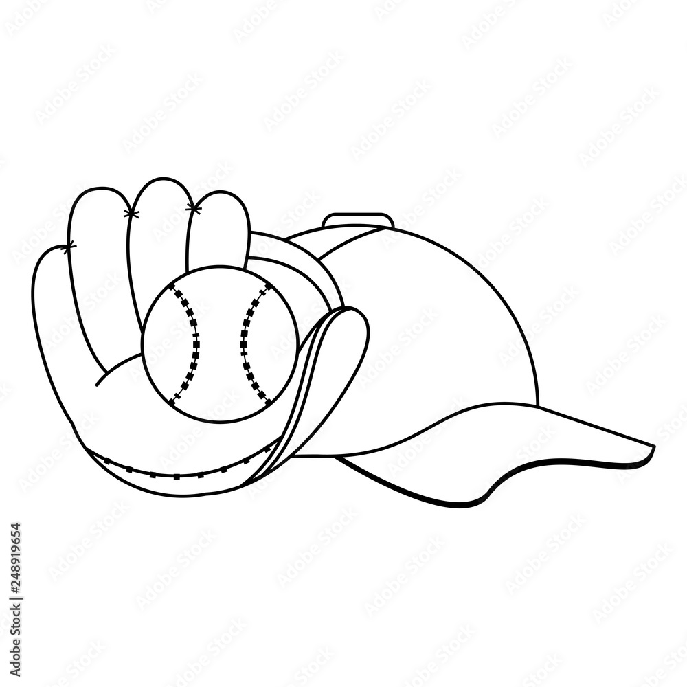 baseball glove ball and hat black and white baseball glove ball and hat black and white